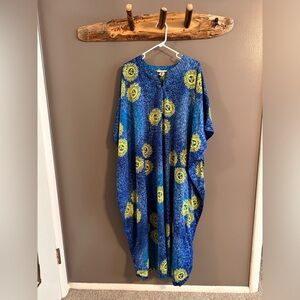 Blue and yellow mumu - One Size - maternity or pool cover up